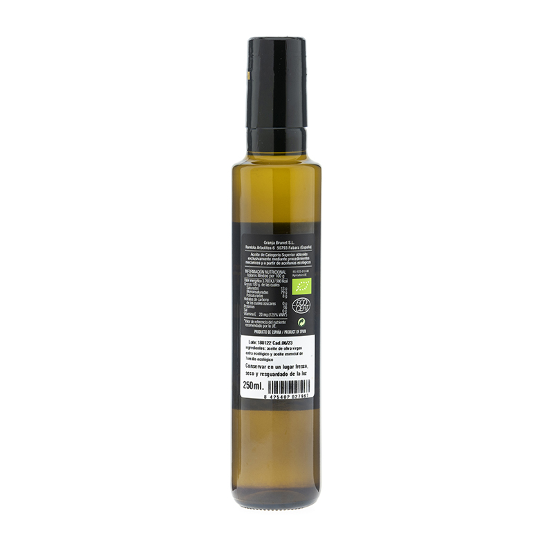 Aceite de oliva aromático tomillo botella 25cl. Bio (Brunet)