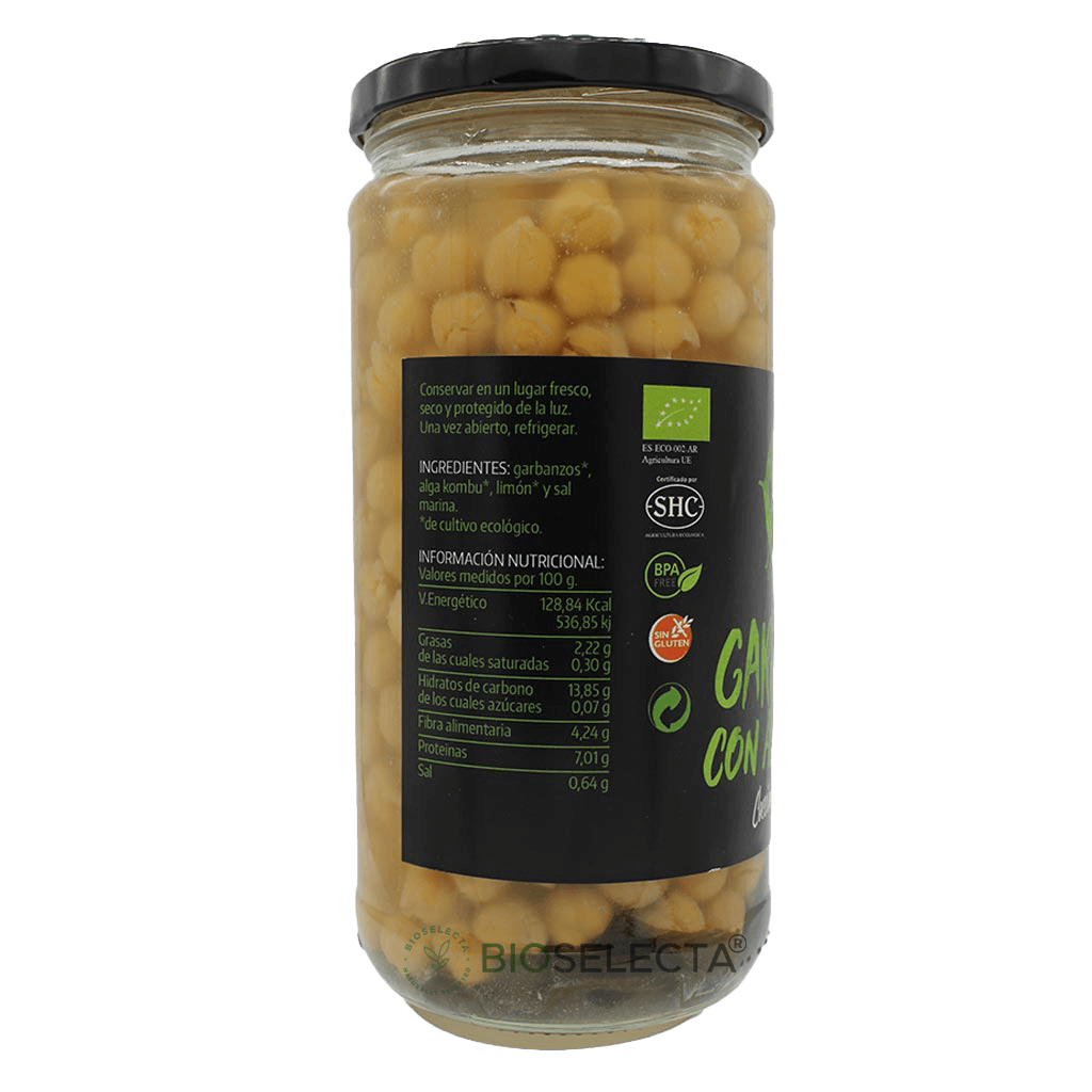 Conserva de garbanzos con alga kombu 660 gr. (Naturalmente Bio)