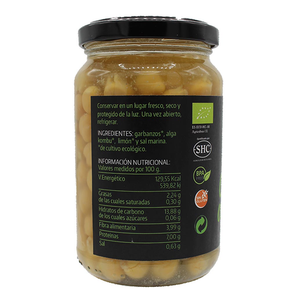 Conserva de garbanzos con alga kombu 350 gr. (Naturalmente Bio)