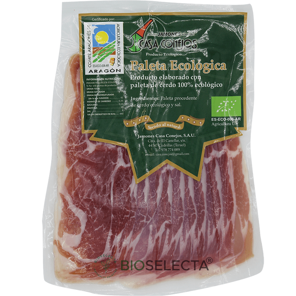 Paleta ecológica de cerdo en lonchas 100gr. Bio. (Cedrillas, Teruel)