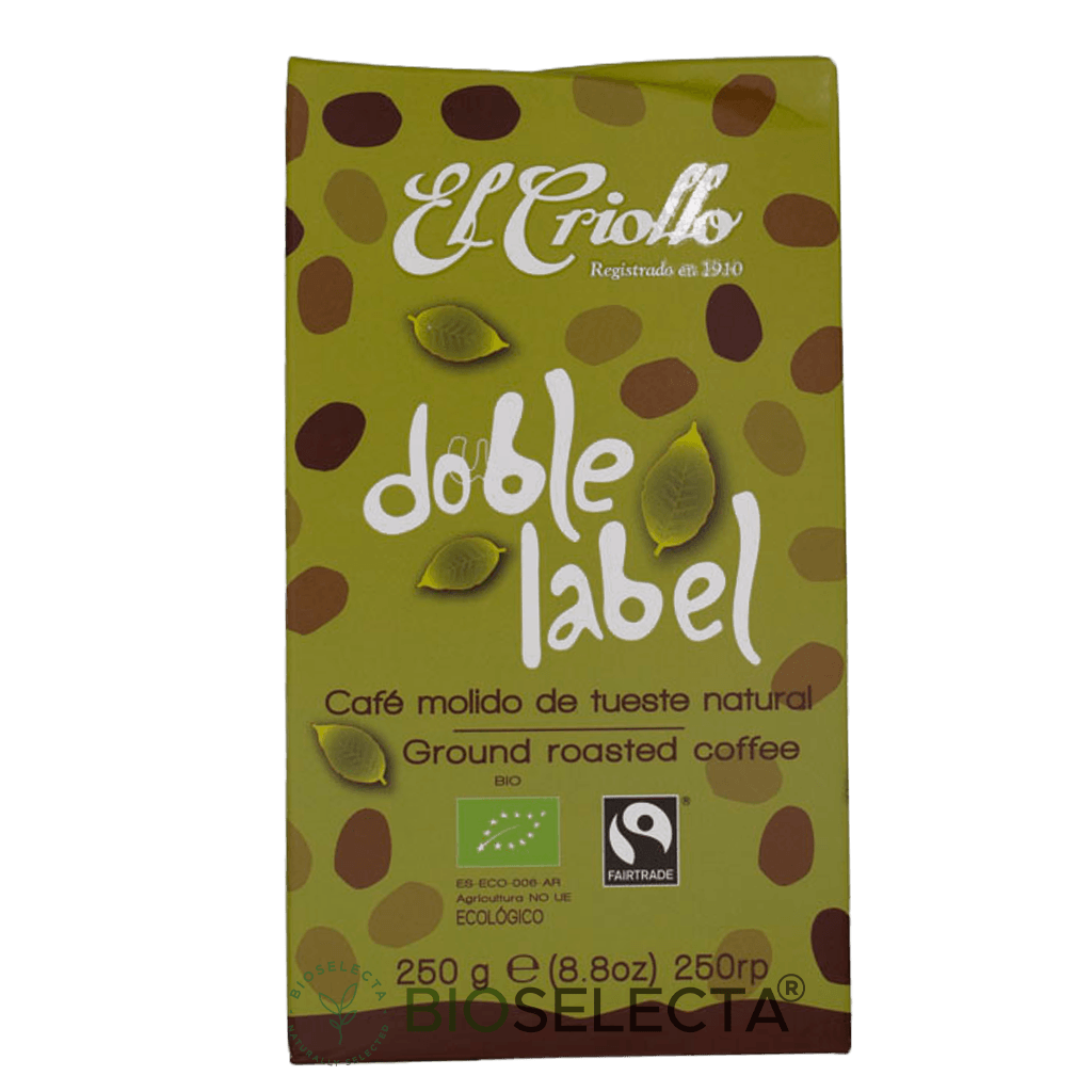 Café molido natural doble label 250gr. Molido. Bio. (El Criollo)