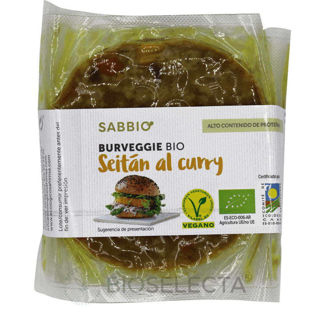 Burgerveggie seitan al curry 160g sabbio. Bio. (Ahimsa. Biosurya)