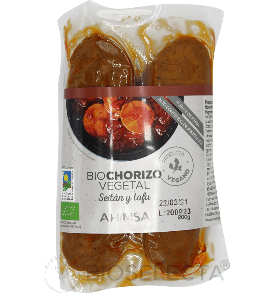 Chorizo seitán tofu 200gr. Bio. (Ahimsa. Biosurya)