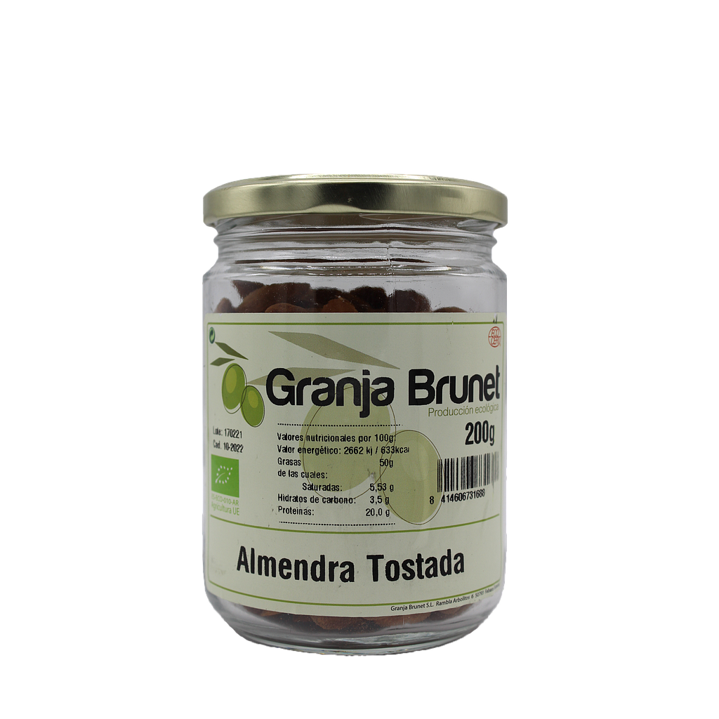 Almendra tostada largueta con piel bote 200g (Fabara, Zaragoza)