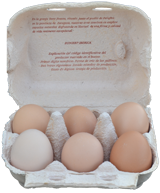 Media docena de huevos, Categoria A, Tamaño M-L  53 - 73 gr.  Peñaflor, Zaragoza.
