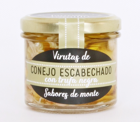 Virutas de conejo escabechado con trufa negra. Peso neto 90 gr.