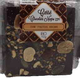 Chocolatina Chocolate NEGRO, con Frutos Secos. 40gr. (Alcorisa, Teruel)