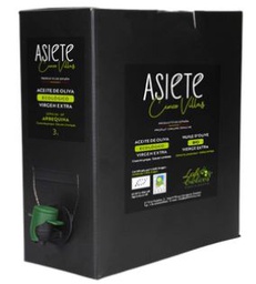 Aceite de Oliva Virgen Extra ASIETE Bag in Box 3 L. Bio (Rivas, Zaragoza)